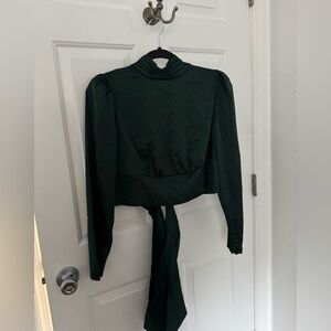 Dark Green Women's silk Top